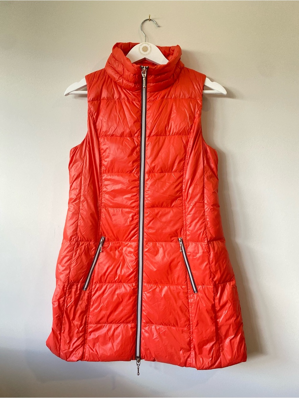 My Anorax Red Long Down Puffer Vest Full Zip Lightweight